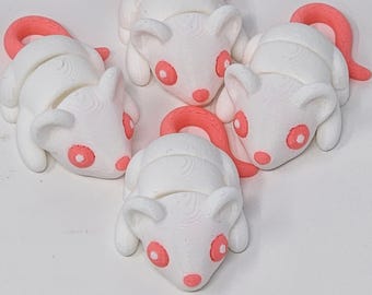 Brinquedo Fidget de Rato Albino Impresso em 3D: Alívio do Estresse Sensorial Articulado