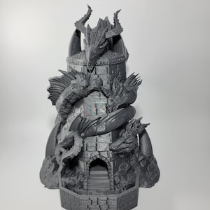 Tiamat Dice Tower – Dungeons & Dragons RPG Accessory, Fates End Dragon Dice Roller for Tabletop Games, Unique Gift for Gamers