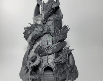 Tiamat Dice Tower – Dungeons & Dragons RPG Accessory, Fates End Dragon Dice Roller for Tabletop Games, Unique Gift for Gamers