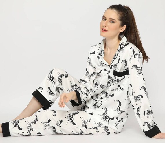 Zebra Design Zomer Dames Pyjama Set Satijn Zijde zacht - Etsy