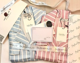 Striped Pajamas Couple Set - 2 colors available