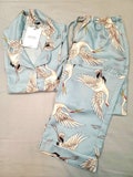 White Cranes in Sky Blue ~ Women Short/Long Sleeves with Short/Long Pants Pajamas Set (Options available) product logo