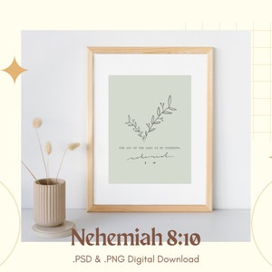 Nehemías 8:10 Verso Descarga Digital / El Gozo del Señor es mi Fuerza / Versículo Bíblico Digital / Nehemías SVG / Nehemías PNG