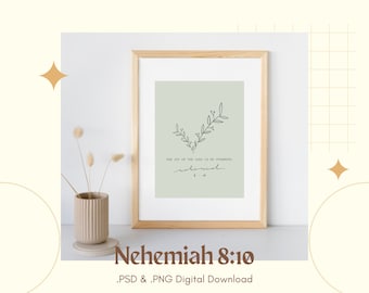 Nehemías 8:10 Verso Descarga Digital / El Gozo del Señor es mi Fuerza / Versículo Bíblico Digital / Nehemías SVG / Nehemías PNG