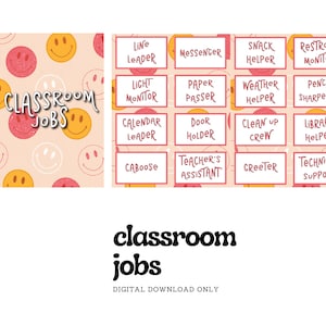Groovy Classroom Jobs Digital PNG (4 DIFFERENT DESIGNS) | Groovy Classroom Decor | Classroom Task Board | Fun and Bright Class Decor