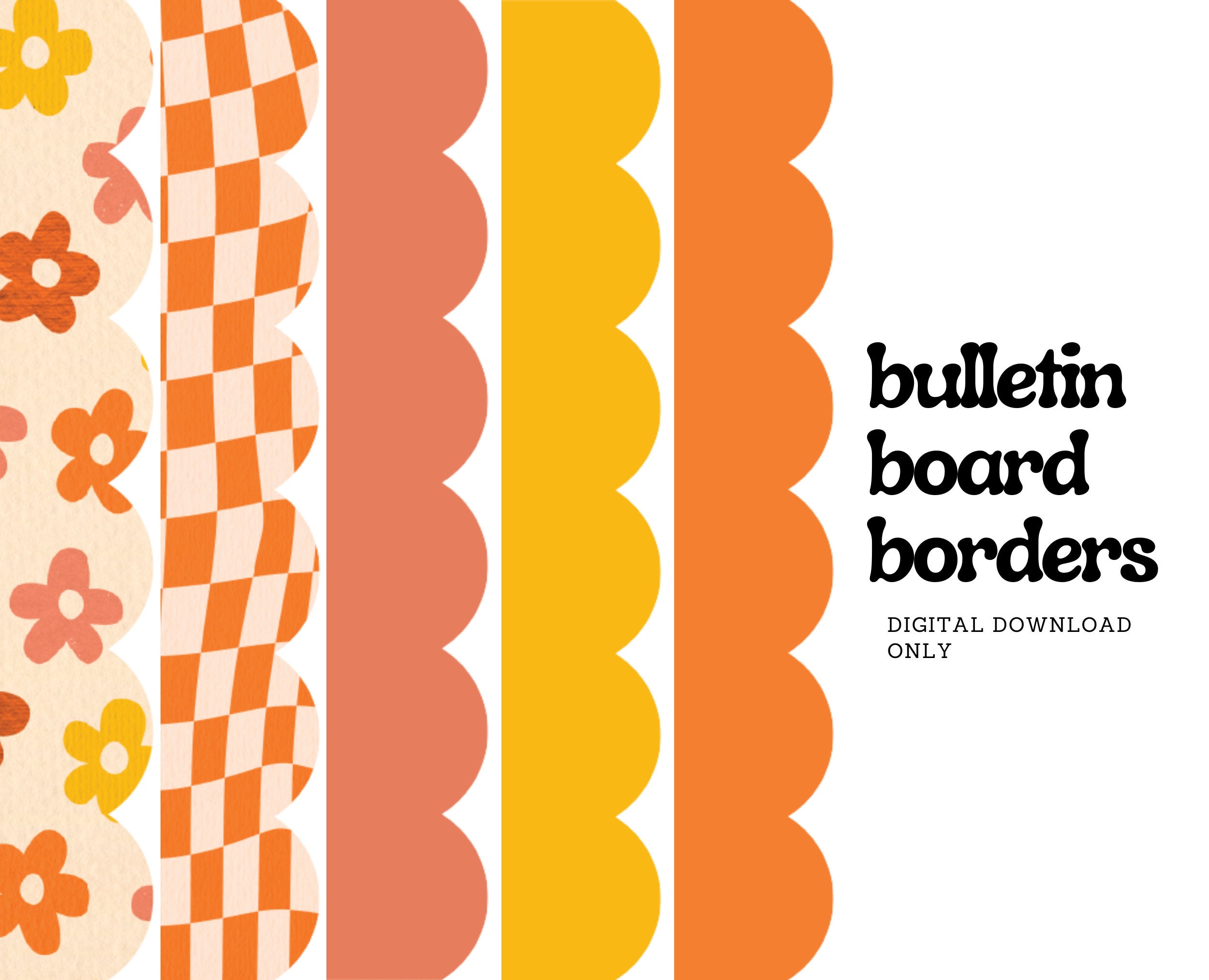 Printable Groovy Borders Bulletin Board 5 Designs Included Etsy UK