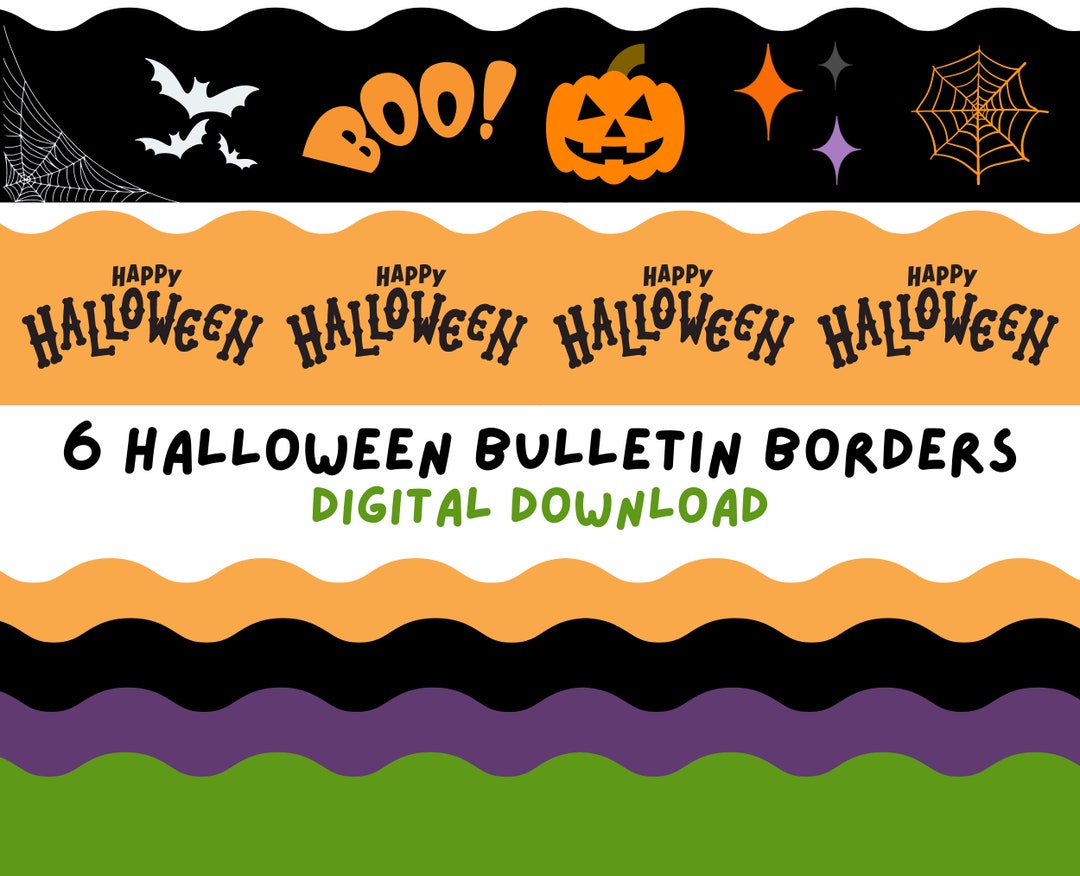 Printable Halloween Borders Bulletin Board 6 Designs Included Spooky