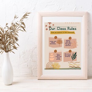 Digital Download Class Rules Poster Boho Themed Class Decor | Etsy