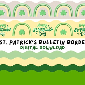 Printable St. Patrick&#39;s Day Borders (Bulletin Board) - 6 Designs Included | Four Leaf Clover Bulletin Board | Green Themed Borders