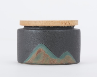 Ceramic Container With Wooden Lids