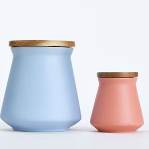 Ceramic Container With Wooden Lids