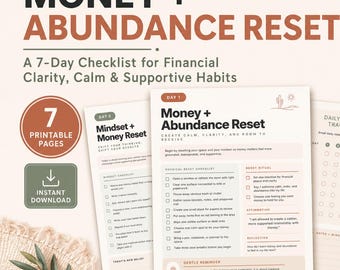 Money + Abundance Reset Printable | 7 Day Financial Reset Checklist, Budget & Bills Reset, Money Mindset Ritual PDF