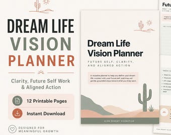 Dream Life Vision Planner Printable | Future Self Journal, Vision Board Workbook, Manifestation Planner PDF