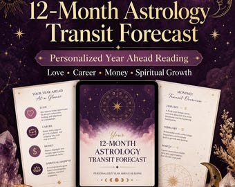 Personalized 12-Month Astrology Transit Forecast | Year Ahead Reading (Digital PDF)