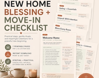 New Home Blessing Printable | Move In Checklist, Housewarming Gift, Spiritual House Cleansing & Home Protection Ritual PDF