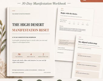 Manifestation Workbook PDF | 30 Day Journal for Goals & Alignment | Printable Self Growth Planner | Digital Download