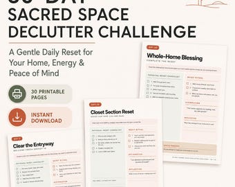 30 Day Declutter Challenge Printable | Sacred Space Home Reset, Spiritual Cleaning Checklist, Daily Home Organization PDF