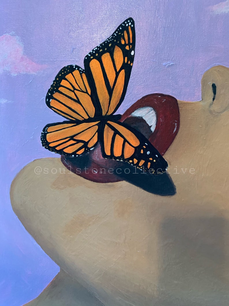 MUTUAL BUTTERFLY Original butterfly woman painting