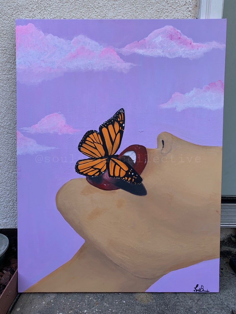 MUTUAL BUTTERFLY Original butterfly woman painting