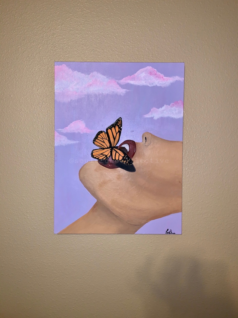 MUTUAL BUTTERFLY Original butterfly woman painting