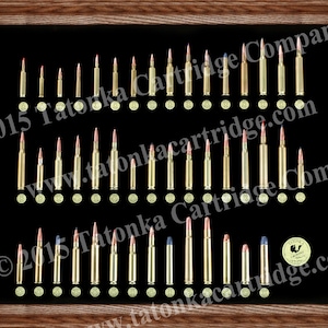 Vintage Reproduction METAL TIN Print of Popular Rifle Cartridge Collection - METAL Tin Not Actual Display