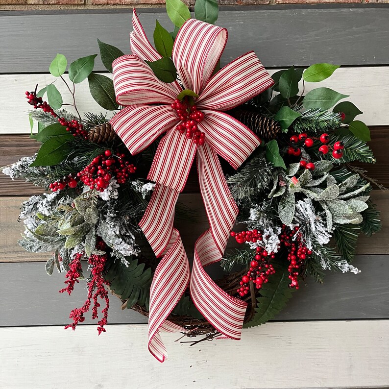 Farmhouse mixed pine wreath, Christmas wreath, Christmas farmhouse wreath, Christmas Rustic wreath, Christmas front door wreath, rustic image 9