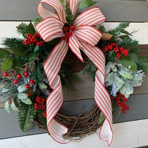 Farmhouse mixed pine wreath, Christmas wreath, Christmas farmhouse wreath, Christmas Rustic wreath, Christmas front door wreath, rustic image 3