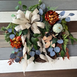 Fall wreath, fall rustic wreath, fall hanger, autumn wreath, thanksgiving wreath, fall front door wreath, fall rust wreath, fall farmhouse