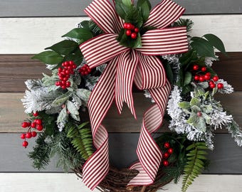 Farmhouse mixed pine wreath, Christmas wreath, Christmas farmhouse wreath, Christmas Rustic wreath, Christmas front door wreath, rustic