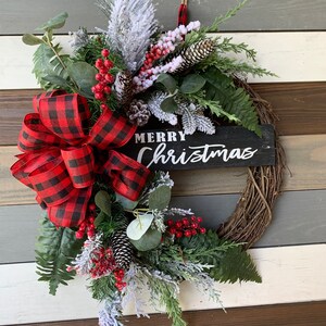 Rustic Buffalo Plaid Christmas Wreath Rustic Wreath Buffalo - Etsy