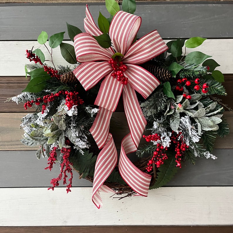 Farmhouse mixed pine wreath, Christmas wreath, Christmas farmhouse wreath, Christmas Rustic wreath, Christmas front door wreath, rustic image 1