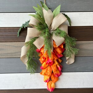 Tulip carrot door hanger, carrot wreath, tulip carrot swag, tulip carrot door hanger, Easter tulip swag, spring decor, Easter decor, tulip image 8