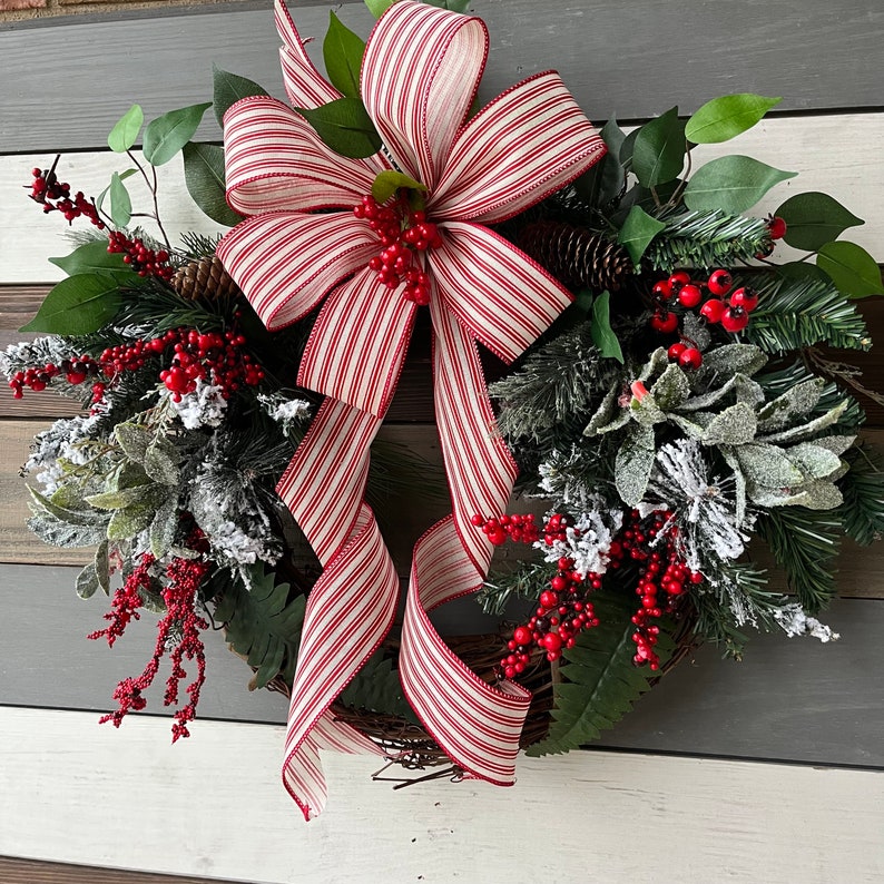Farmhouse mixed pine wreath, Christmas wreath, Christmas farmhouse wreath, Christmas Rustic wreath, Christmas front door wreath, rustic image 5