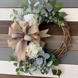 Spring hydrangea wreath, ivory hydrangea wreath, spring rustic wreath, spring wreath, hydrangea wreath, Easter wreath, summer wreath