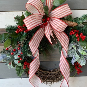 Farmhouse mixed pine wreath, Christmas wreath, Christmas farmhouse wreath, Christmas Rustic wreath, Christmas front door wreath, rustic image 4