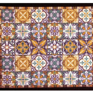 Quilted Gold Portuguese Tile Cotton Placemats are individually priced.