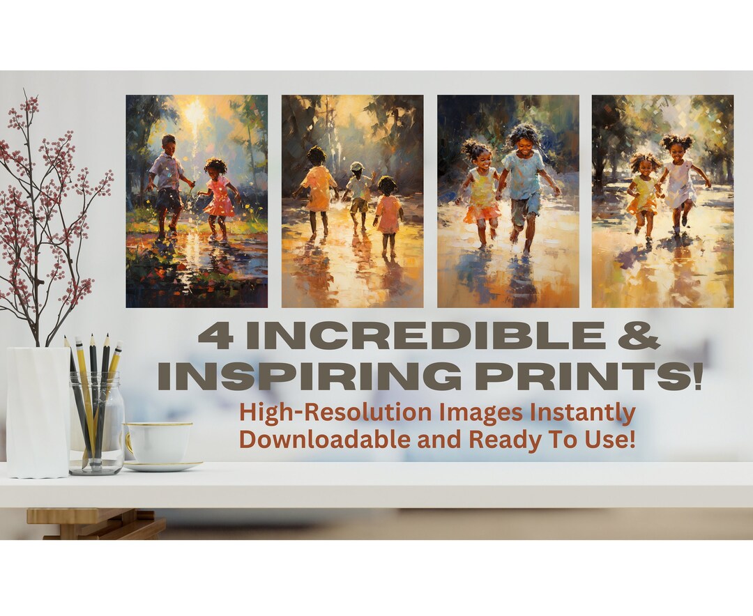 Original African American Black Art Digital Download Four Images for ...