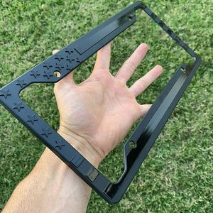 Black 3D USA American Flag License Plate Frame Holder Auto Car Tag ABS