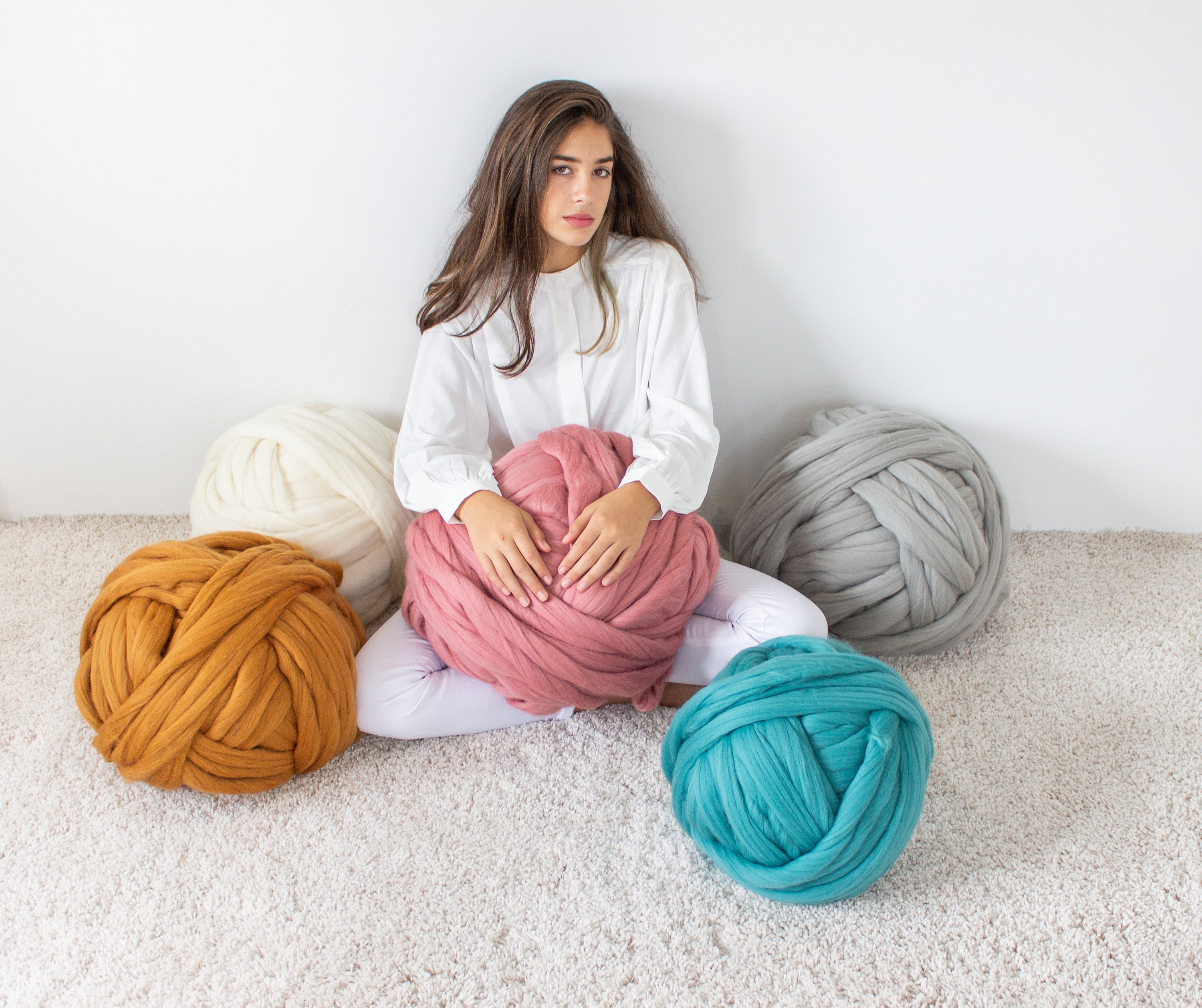 Chunky Yarn for Arm Knitting Jumbo Yarn Merino Wool Roving Etsy