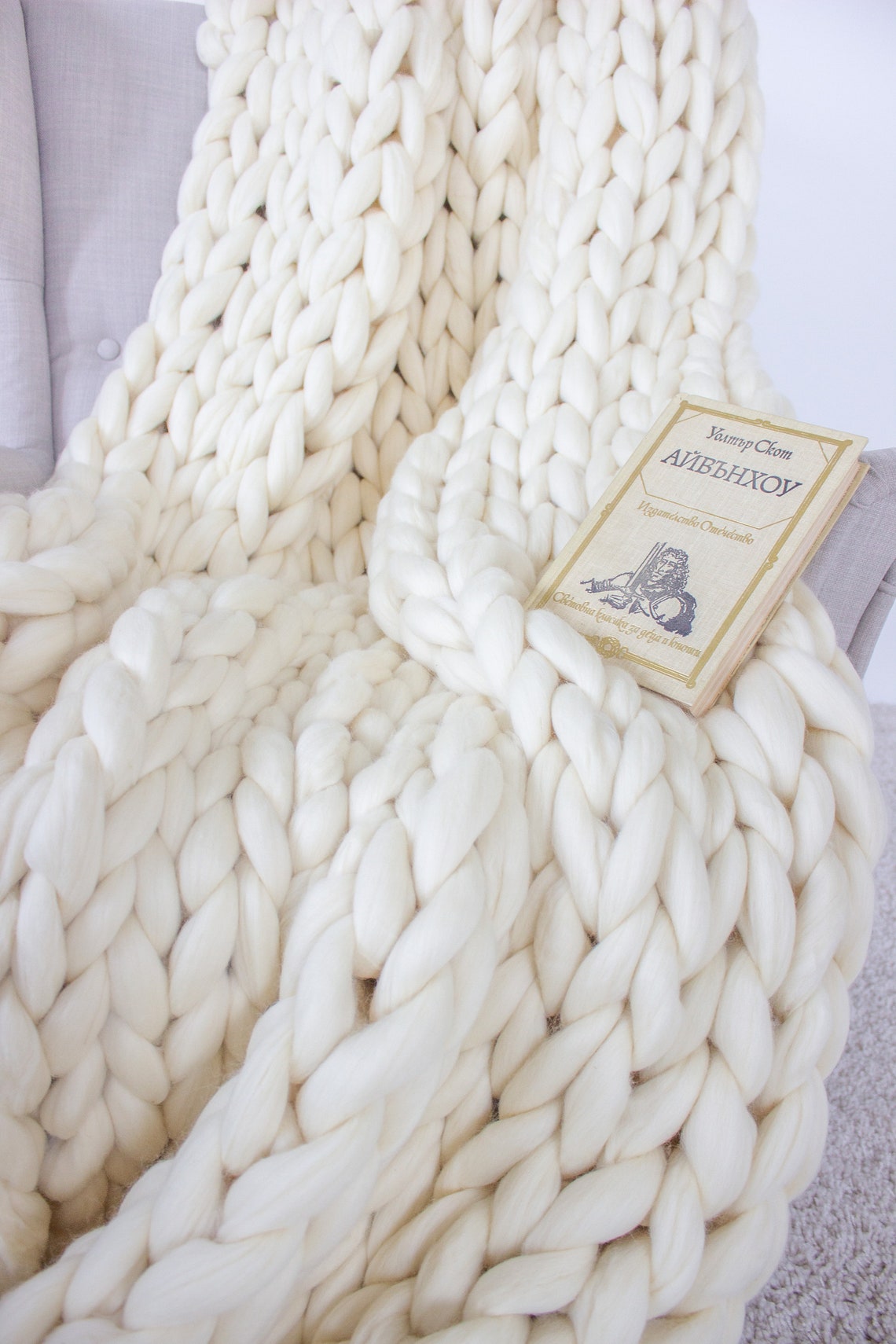 Weighted blanket child knitted merino wool baby blanket Etsy