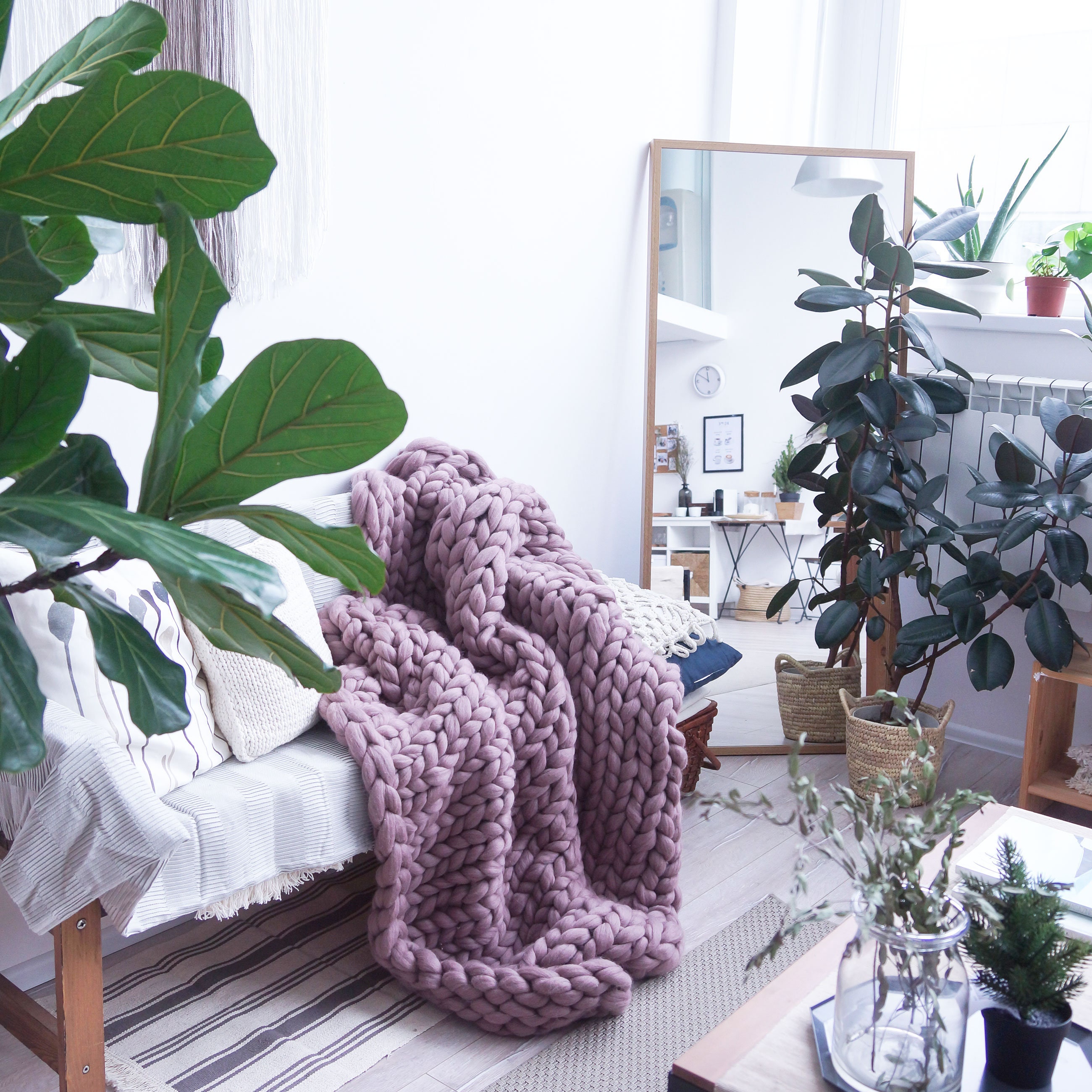 Giant knit merino wool blanket weighted blanket weighted Etsy