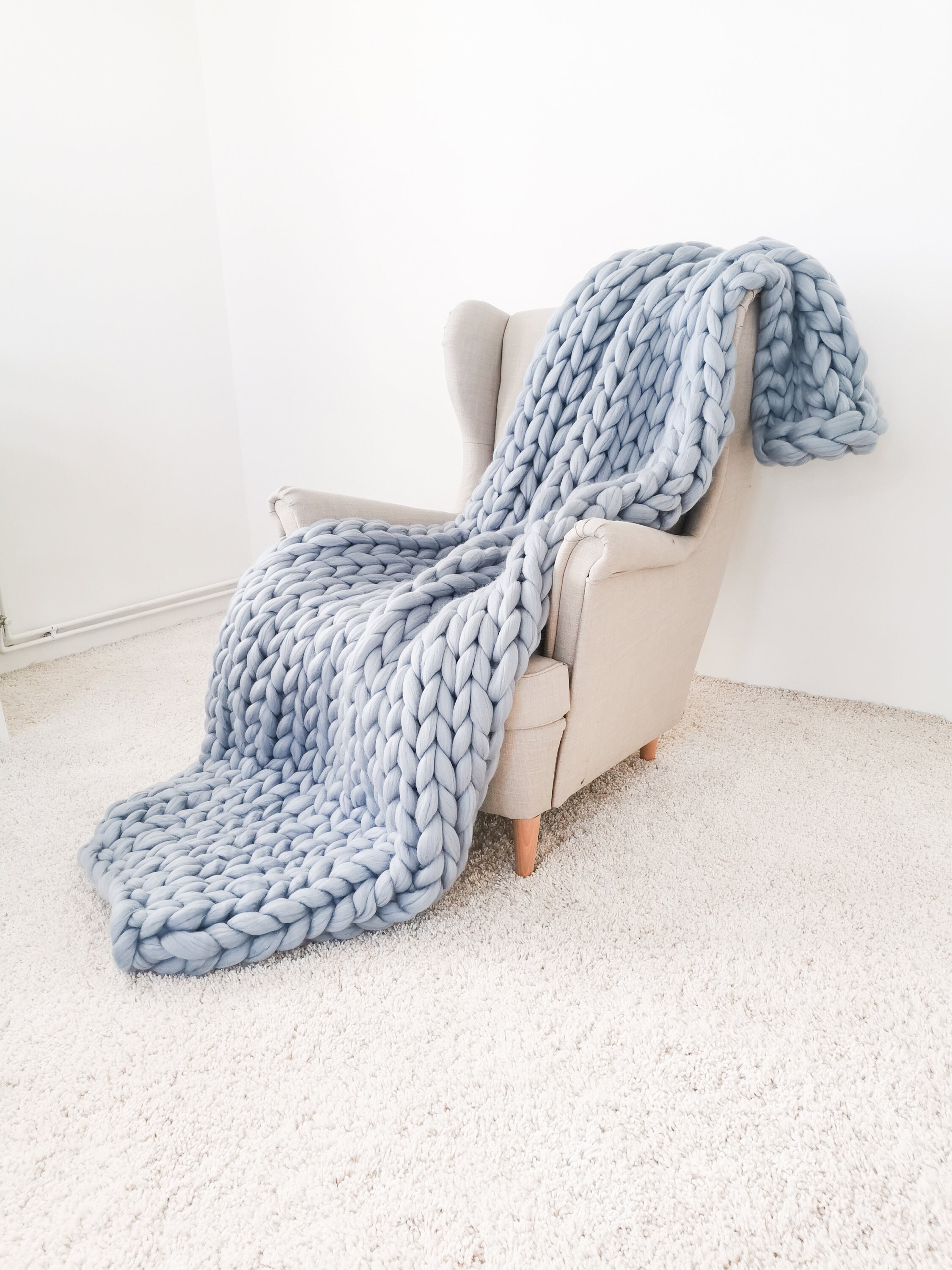 Soft merino wool weighted blanket chunky blanket weighted Etsy
