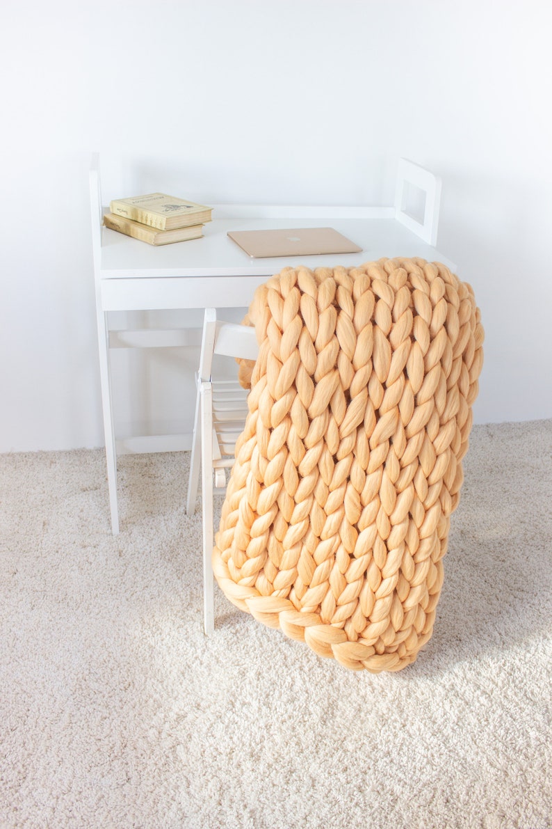 Weighted blanket adult chunky knit blanket made of merino | Etsy