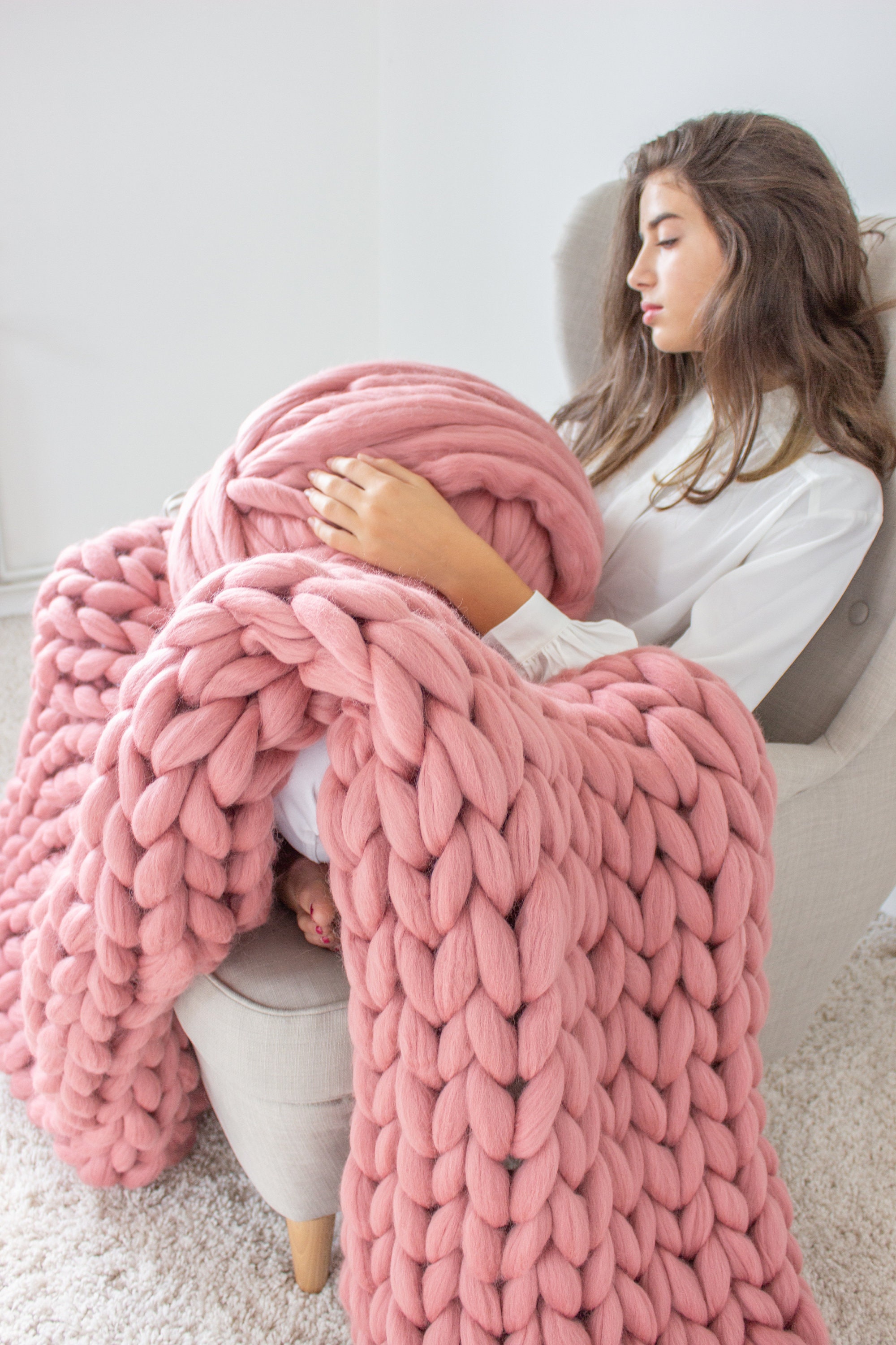 Chunky Yarn for Arm Knitting Jumbo Yarn Merino Wool Roving Etsy UK