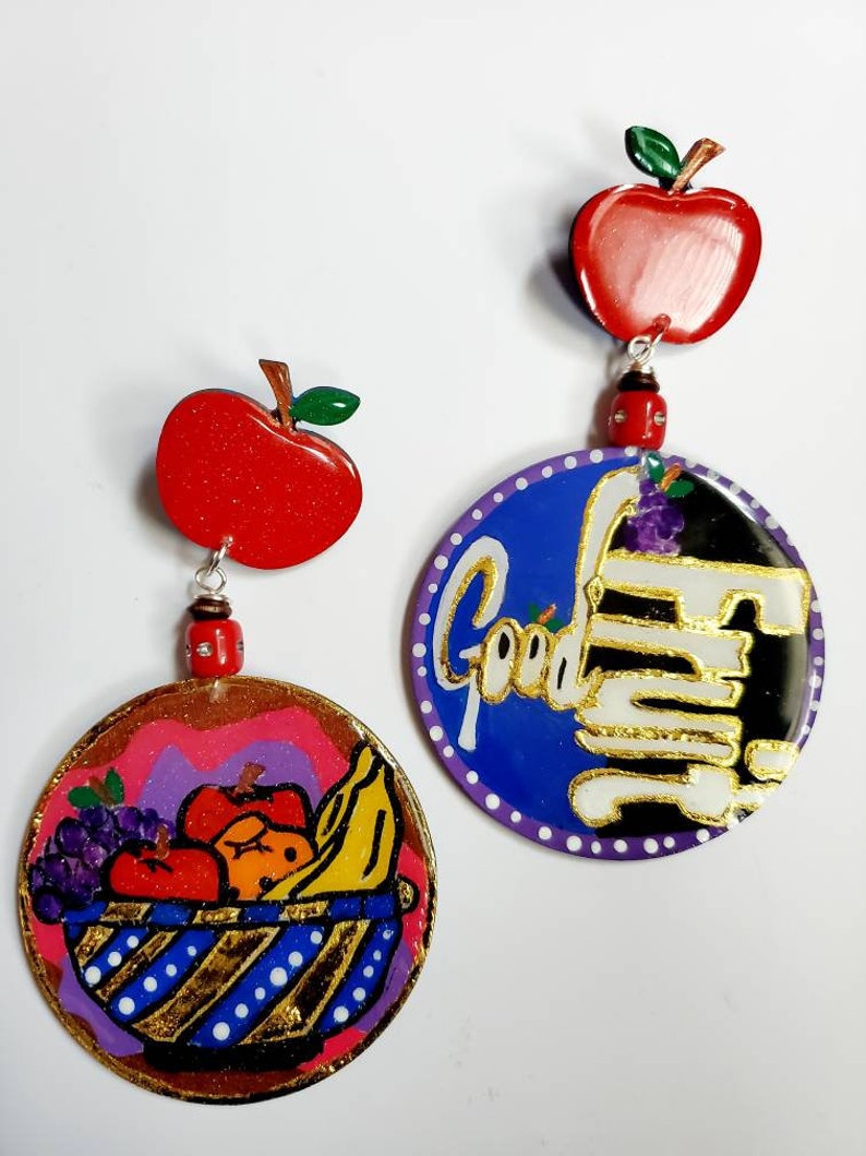 Ahayah/'s Artist Good Fruit Hebrew Earrings Handpained Wooden Earrings And More. Black Owned Shop