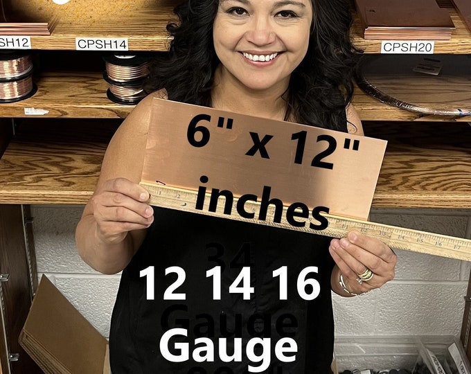 12 14 16 Gauge Copper CDA #110 Sheet Metal Jewelry Jeweler Silversmith Dead Soft. 1" 3" 6" 12" x 6" 12ga 14ga 16ga