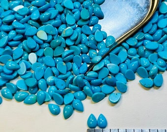 Turquoise Teardrop 4x6mm 4mm x 6mm 4x6m Pear Real Kingman Turquoise Calibrated- USA Mined & Stabilized.