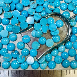 Turquoise Round 10x10mm 10mm x 10mm Round Real Kingman Turquoise Calibrated USA Mined & Stabilized. Sold by the Carat image 1