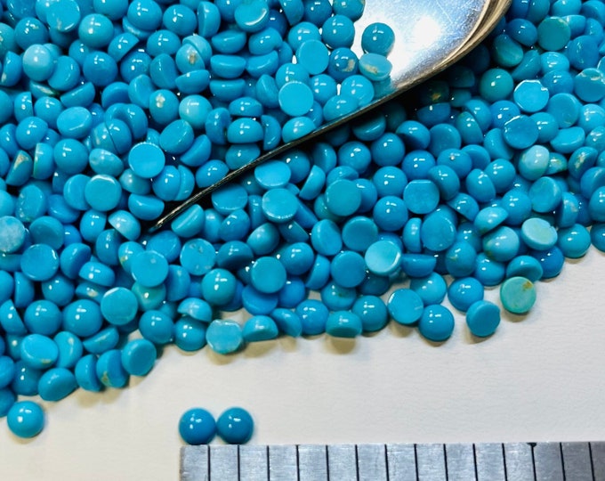 Turquoise Round 4x4mm 4mm x 4mm 4m 4x4 Circle Real Kingman Turquoise Calibrated- USA Mined & Stabilized.