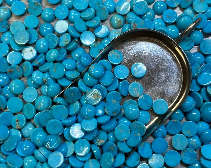 Turquoise 7x7mm 7mm Round Real Kingman Turquoise Calibrated- USA Mined & Stabilized. Sold by the Carat or Gram!